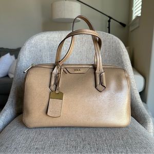 Lauren Ralph Lauren Tate Barrel Satchel Leather Bag